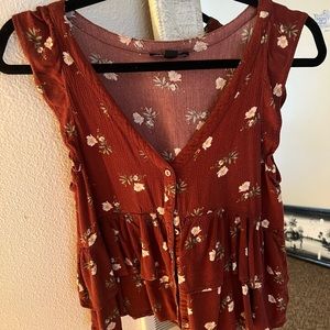 American Eagle Button Down Flowy Floral Tank Top